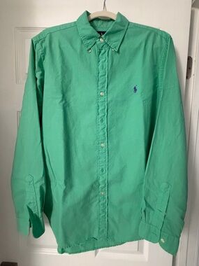Polo by Ralph Lauren Button-Down Shirt in Green with Blue Logo